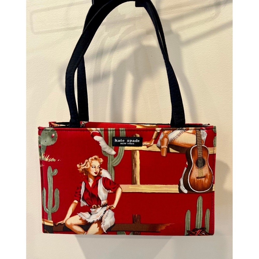 Vintage‎ Kate Spade Retro Red Cowgirl Fabric Handbag Rare